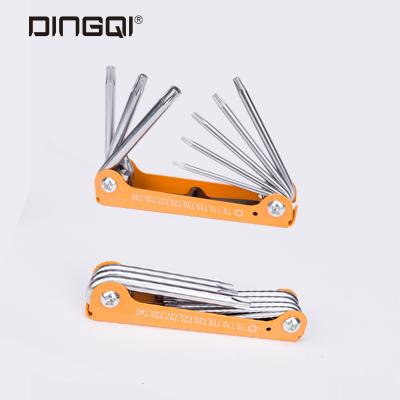 China DingQi 8pcs Folding Metric/mm Hex Socket Set Eco-friendly Orange Driver Allen Key Allen Wrench Set for sale