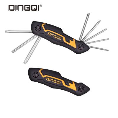 China DingQi Eco-Friendly Wholesale 8pcs Customized Multi Folding Adjustable Torx Allen Wrench Hex Wrench for sale