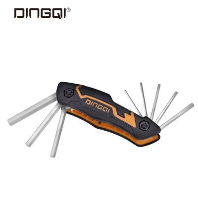 China DingQi Eco-Friendly Allen Key Fold Allen Wrench Multi Set Plastic Folding Allen Hex Wrench Key Handle Hex Wrench 8Pcs for sale