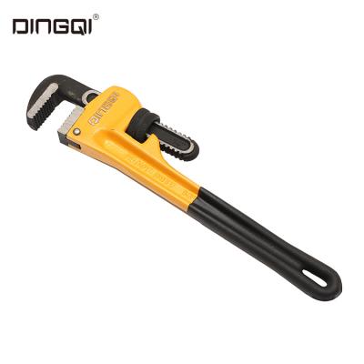 China Dingqi Eco-friendly Brand Wholesale Drop Forged Heavy Duty Adjustable Pipe Wrench With PVC Household Repair Tools 10 Inch Steel Handle for sale