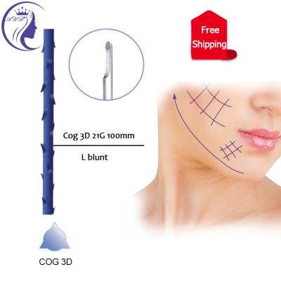 China Sharp Korean Medical Absorbable Face Lift Line/L Type Needle 19G 100mm PCL PDO 3D TOOTH Beauty Face Lift Skin Lift CE Suture V Thread Skin Lift Thread for sale