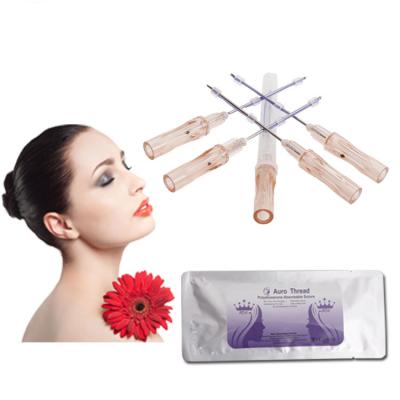 China Skin Tightening Skin Tightening Lifting Medical Absorbable Barbed Pdo Tooth 4d Suture 19g 100mm Wire V-line Lift With Needle Sharp/L/W for sale