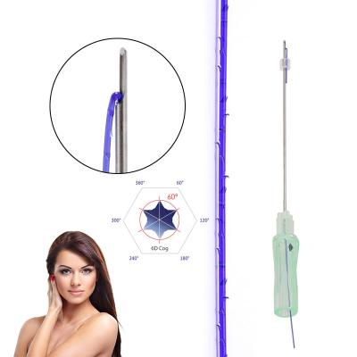 China CE pdo easy faden collagen L needle thread lift cosmetic tooth 6d 19G 100mm face skin lifting for beauty plla thread lift for sale