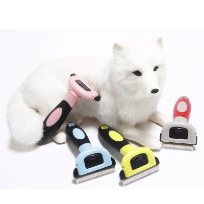 China Sustainable Reusable Durable Self Cleaning Dog Fur Shedding Brush Pet Grooming Deshedding Tool For Dogs for sale