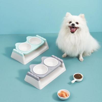 China Non-automatic Pet Dog Pet Products New Arrival Adjustable Plastic Bowl Cat Double Bowl for sale