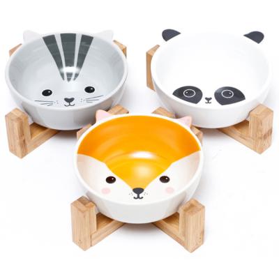 China Wholesale Sustainable Pet Bowl Ceramic Dog Bowl with Stand 024 Para gato Cat Bowl for sale