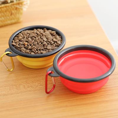 China Viable Cat Puppy Silicone Travel Pet Collapsible Feeder Dog Feeding Bowl for sale