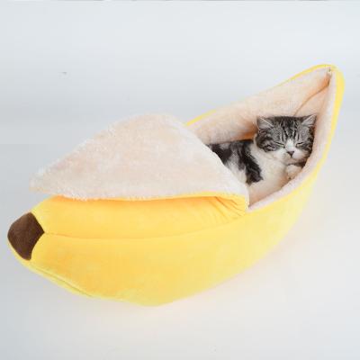 China Fashion round pet house cat heating bed universal four seasons pet bed banana house wholesale for sale