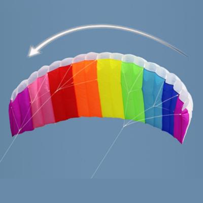 China Toy Family 1.2m/1.4m/2m/2m/2.7m/3m Double Effect Nylon Beginner Flying Line Kite Rainbow Parachute Sport Dynamic Kite beach for sale