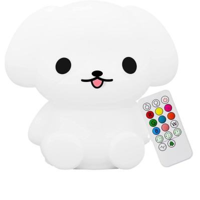 China Touch Control & Cute Remote Control Night Light For Kids Silicone Dog LED Night Light Nursery Lamp With Remote Control en venta