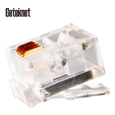 China Gold Plating Over Nickel Plated Phosphor Bronze 100 Bundle Ethernet RJ11 RJ12 Connector 6P4C 4P4C Plug UTP Modular Connectors Telephone Plug Modular Connector for sale