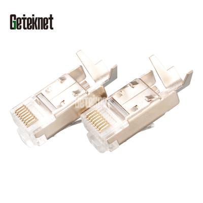 China PC 100 plastic shell cover cat6a 8P8C RJ45 socket ftp RJ45 connector cat6a plastic shielded network modular jack RJ45 connector for sale