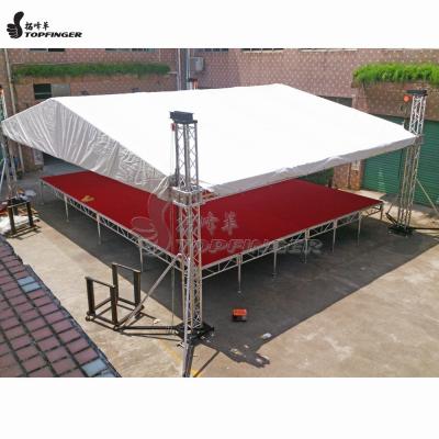 China 18mm Plywood Fashion Show Decoration Portable Demountable Stair Roof Truss Stage Platform Wedding Decor With Wheels for sale