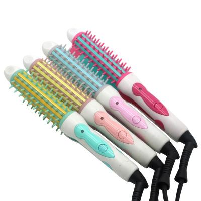 China Mini 2 in 1 Professional Negative-ion Hair Curler Brush Hair Straightener Sweep Hot Air Curly Hair Device for sale