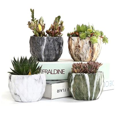 China Redeco fashion garden custom modern planter pot wholesale ceramic flower pot marble finished for home decoration for sale