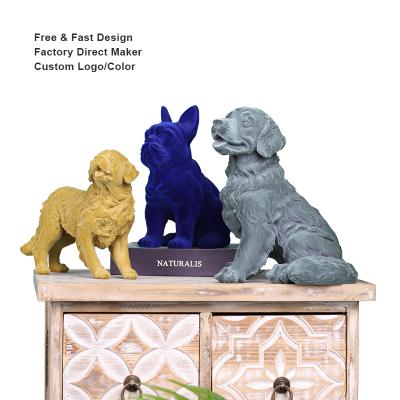 China Tabletop Luxury Home Animal Sculpture Art Sculptures Art Deco Resin in Redeco Amazon Decor Statues Flocking Dog for Home Decoration for sale