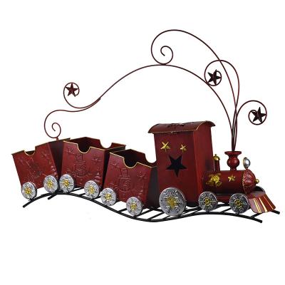 China Christmas Day Decoratiom RedecoHand Printing Customized Logo Christmas Decoration Train Set Accepted Christmas Decor Metal for sale