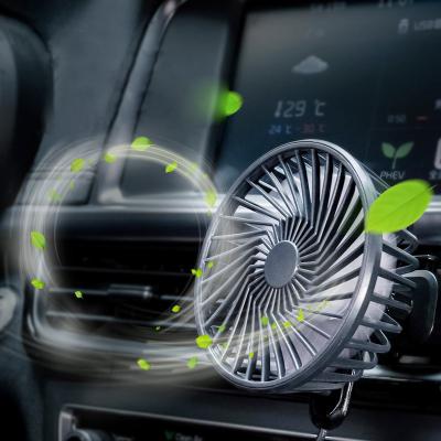 China Car Fans 2021 New Mini Portable 360 ​​Degree Rotating Clip On Vehicle Table Usb Rechargeable Car Mounted Fans for sale