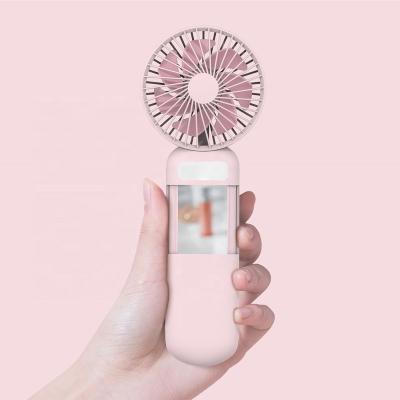 China Practical Handheld Mini Fan Mini Fan Makeup Mirror Fan Portable Fan Mirror for sale