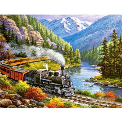 China Brand New Abstract Train Round Diamond Kids Toys Painting Canvas Wall Art for sale