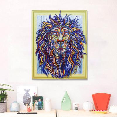 China Modern Meian 5D diy crystal diamond painting with lion painting by number for sale