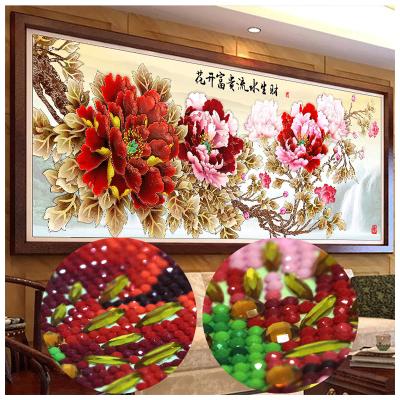 China 5D DIY Diamond Painting Diamond Peony Flower Traditional Cross Embroidered Home Wall Diamond Painting for sale