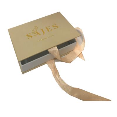 China Gold Magnetic Hot Logo Aluminum Box Cardboard Ribbon Closures Recyclable Custom Luxury Recycled Packaging Paper Gift Boxes For Jewelry for sale