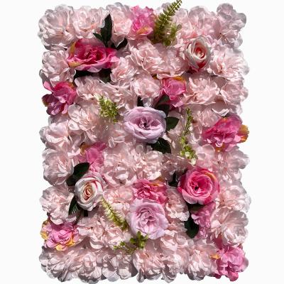 China Beautiful Customized Blue Colorful Artificial Flower Wall Wedding Decor Backdrop Flower Wall Flower Wall for sale