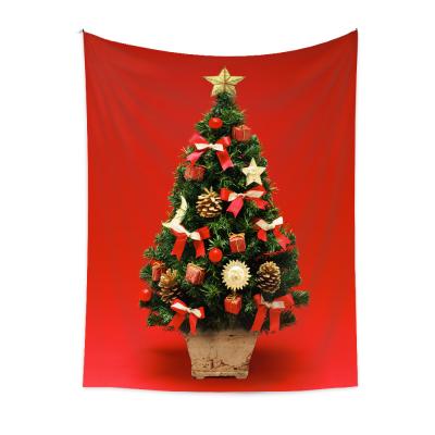 China Newest Custom 180*230CM Hot Colorful Santa Red Christmas Tree Wall Tapestry for sale