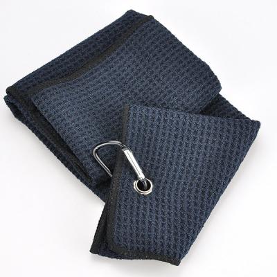 China Microfiber Fabric Compressed Small Size Waffle Weave Magnetic Golf Towel for sale