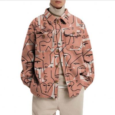 China Newest Design QUICK DRY Turn Down Collar Casual Korean Hip Hop Boys Print Mens Autumn Fashion Casual Men Shirt Jacket Coats And Jackets for sale