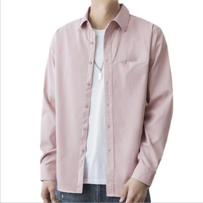 China Anti-pilling 2021 fashionable solid color long sleeve shirts for men fashion business plus size men's shirts for sale