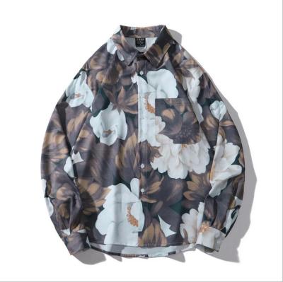 China Good Quality Flower Print Anti-pilling Long Sleeve Mens Shirts Fashion Casual Loose Fit Shirts For Men Long Sleeve for sale