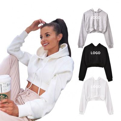 China 2021 New Arrival OEM Logo Latest Design Lady Sustainable Hoodies Women Long Sleeve Crop Top for sale