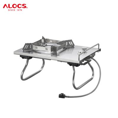 China Alocs High Power 4000W Stainless Steel 2 Burner Single Table Folding Cooking Outdoor Portable Camping Gas Stove for sale