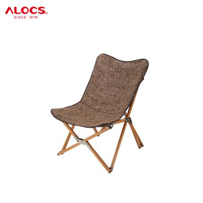 China Alocs Japanese Wood Grain Beach Portable Picnic Seat Fishing Furniture Ultralight Folding Outdoor Camping Chair For Hiking for sale