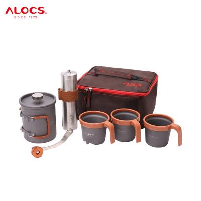 China Car Travel Viable Outdoor Camping Portable Alocs Aluminum Oxide Coffee Pot Mug Set for sale