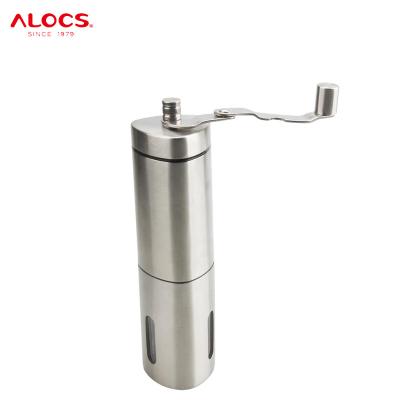 China Outdoor Stainless Steel Burr Ceramic Manual Coffee Grinder Conical Burr Stainless Steel by Alocs for sale