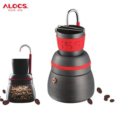 China Alocs 2021 PORTABLE Mocha Pot Aluminum Unique Outdoor Camping Portable Coffee Maker for sale