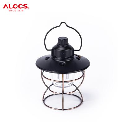 China Garden Alocs Factory Direct Selling Outdoor USB Three Modes Portable Camping Lamp LED Lanterns Retro for sale