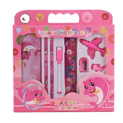 China Wholesale Pupils Lovely School Stationery Cartoon Gift Bag Stationery Set School Supplies Set for sale