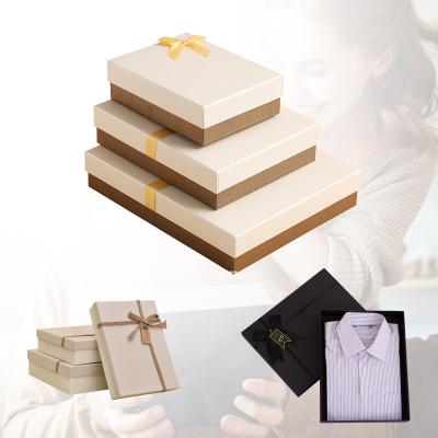 China Recycled Materials HXD Luxury Custom Grace Jewelry Art Cardboard Paper Beige Wedding Gift Box Packaging With Ribbon for sale