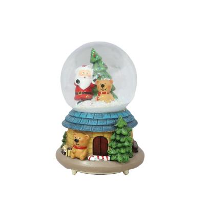 China Christamas Home Decor Crafts Christmas Sprinkle Polo Snowman Crystal Ball Snowball Christmas Scene Layout With Auto Snow Music for sale