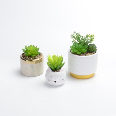 China Modern Cute Ceramic Expression Flower Pots Artificial Flower Planter Small Succulent Plants Ornament Vase for sale