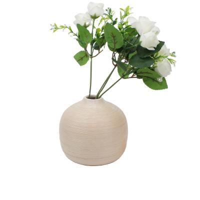 China Europe flower pot pottery satin surface ceramic vase, decorative pot living room office place home vase for sale