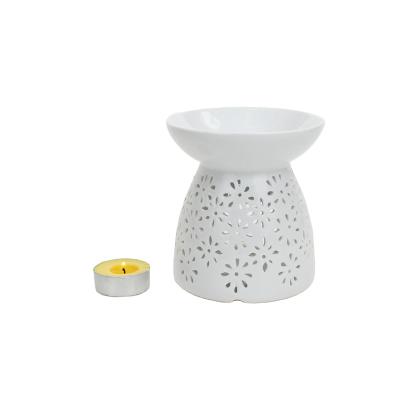 China Essential Oil Home Burner White Ceramic Tea Light Burner, Aromatherapy Oil Burner, Wax Warmer for sale