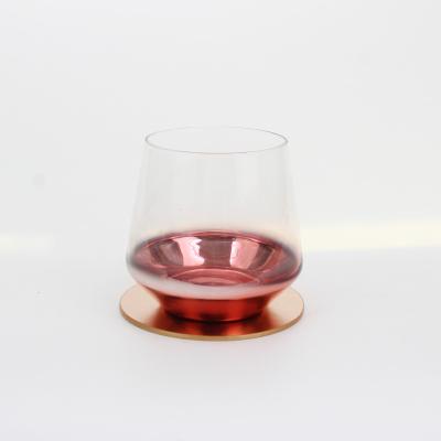 China Viable Mug Juice Coffee Glass Drinking Cup 12Oz Gold Wine Cup Rose Gold Hexagon Plating Glass for sale