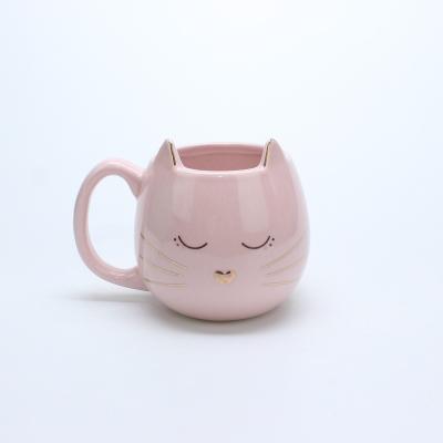 China Lovely Cute Small White Cat Coffee Milk Ceramic Mug Christmas 400ml Best Viable Birthday Gift for sale