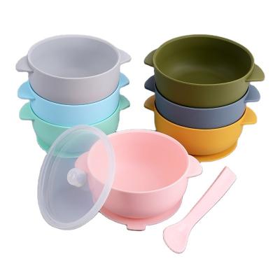 China Custom Logo Heat Resistant Silicone Baby Suction Bowl BPA Free Tableware Silicone Baby Feeding Bowl Eco-Friendly For Kids for sale