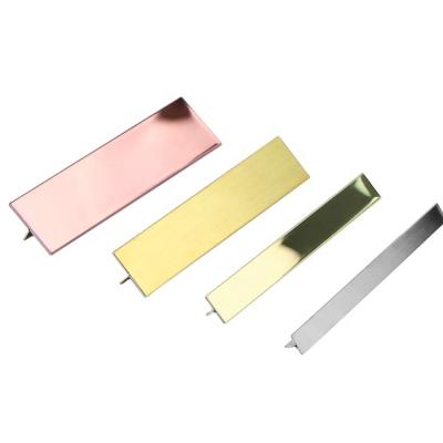 China Pad decorating edges of tile T shape mirror gold rose gold ware decoration stainless steel decorative building materials wall decoration top strip for sale